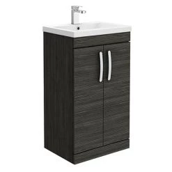 Brooklyn 500mm Black Vanity Unit - Floor Standing 2 Door Unit