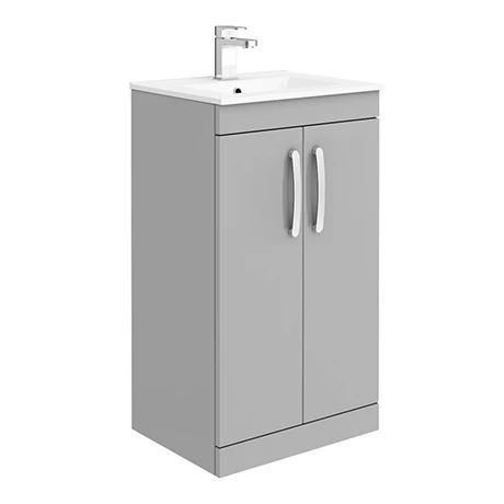 Brooklyn 500mm Grey Mist Vanity Unit - Floor Standing 2 Door Unit with Minimalist Basin 1 Brooklyn 500mm Grey Mist Vanity Unit - Floor Standing 2 Door Unit with Minimalist Basin