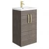 Brooklyn 500mm Grey Avola Vanity Unit with Brushed Brass Handles