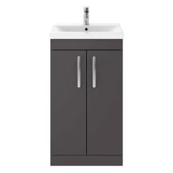 Brooklyn 500mm Gloss Grey Vanity Unit - Floor Standing 2 Door Unit -Freestanding Vanity Units Shop BFS5GG d3 460