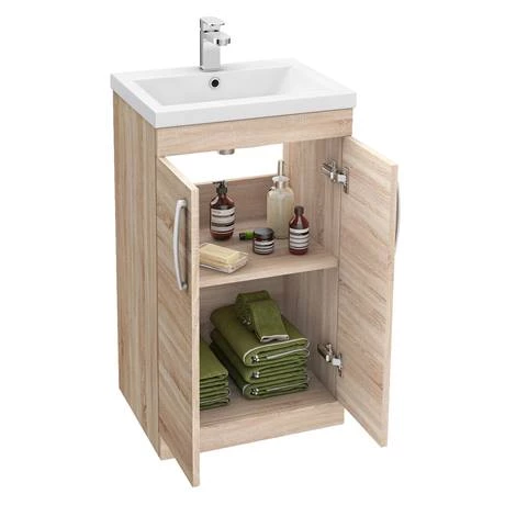 Brooklyn 500mm Natural Oak Vanity Unit - Floor Standing 2 Door Unit 3 Brooklyn 500mm Natural Oak Vanity Unit - Floor Standing 2 Door Unit - Image 3