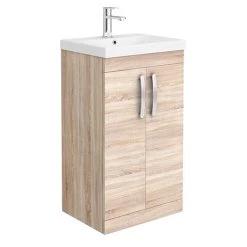 Brooklyn 500 Natural Oak Floor Standing Vanity Unit with Thin-Edge Basin