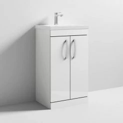 Brooklyn 500 Gloss White Floor Standing Vanity Unit with Thin-Edge Basin -Freestanding Vanity Units Shop BFS5WHTE d3 460
