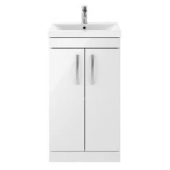 Brooklyn 500mm White Gloss Vanity Unit - Floor Standing 2 Door Unit -Freestanding Vanity Units Shop BFS5WHT detail1 460