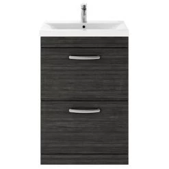 Brooklyn 600mm Black Vanity Unit - Floor Standing 2 Drawer Unit -Freestanding Vanity Units Shop BFS62DBLK d1 460