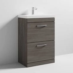 Brooklyn 600 Grey Avola Floor Standing 2 Drawer Vanity Unit with Thin-Edge Basin 7 Brooklyn 600 Grey Avola Floor Standing 2 Drawer Vanity Unit with Thin-Edge Basin -Freestanding Vanity Units Shop BFS62DGATE nd3 460