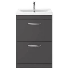 Brooklyn 600mm Gloss Grey Vanity Unit - Floor Standing 2 Drawer Unit -Freestanding Vanity Units Shop BFS62DGG d3 460