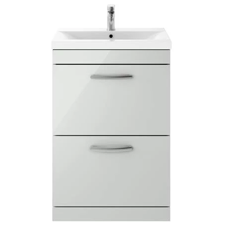 Brooklyn 600mm Grey Mist Vanity Unit - Floor Standing 2 Drawer Unit 4 Brooklyn 600mm Grey Mist Vanity Unit - Floor Standing 2 Drawer Unit - Image 4