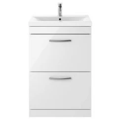 Brooklyn 600mm Gloss White Vanity Unit - Floor Standing 2 Drawer Unit 7 Brooklyn 600mm Gloss White Vanity Unit - Floor Standing 2 Drawer Unit -Freestanding Vanity Units Shop BFS62DWHT d4 460