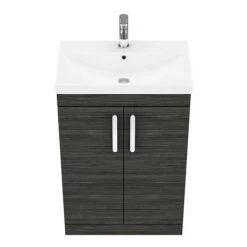 Brooklyn 600 Black Floor Standing Vanity Unit with Thin-Edge Basin -Freestanding Vanity Units Shop BFS6BLKTE n d5 460