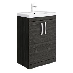 Brooklyn 600 Black Floor Standing Vanity Unit with Thin-Edge Basin