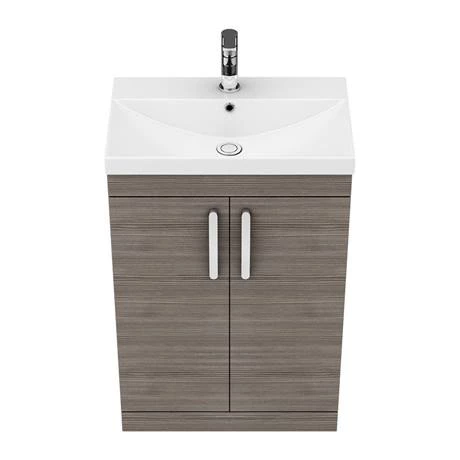 Brooklyn 600 Grey Avola Floor Standing Vanity Unit with Thin-Edge Basin 5 Brooklyn 600 Grey Avola Floor Standing Vanity Unit with Thin-Edge Basin - Image 5