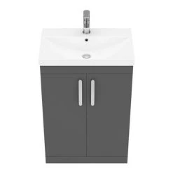 Brooklyn 600 Gloss Grey Floor Standing Vanity Unit with Thin-Edge Basin -Freestanding Vanity Units Shop BFS6GGTE d5 460