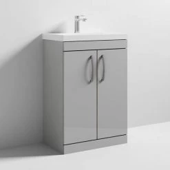 Brooklyn 600 Grey Mist Floor Standing Vanity Unit with Thin-Edge Basin 6 Brooklyn 600 Grey Mist Floor Standing Vanity Unit with Thin-Edge Basin -Freestanding Vanity Units Shop BFS6GMTE d2 460