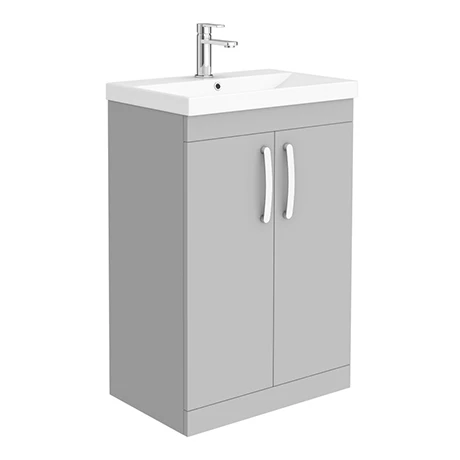 Brooklyn 600 Grey Mist Floor Standing Vanity Unit with Thin-Edge Basin 1 Brooklyn 600 Grey Mist Floor Standing Vanity Unit with Thin-Edge Basin