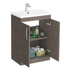 Brooklyn 600mm Grey Avola Vanity Unit - Floor Standing 2 Door Unit -Freestanding Vanity Units Shop BFS6GRY d3 460