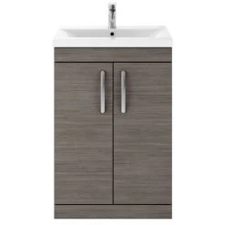 Brooklyn 600mm Grey Avola Vanity Unit - Floor Standing 2 Door Unit -Freestanding Vanity Units Shop BFS6GRY d4 460