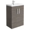 Brooklyn 600mm Grey Avola Vanity Unit - Floor Standing 2 Door Unit