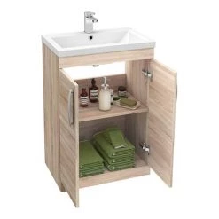 Brooklyn 600mm Natural Oak Vanity Unit - Floor Standing 2 Door Unit 7 Brooklyn 600mm Natural Oak Vanity Unit - Floor Standing 2 Door Unit -Freestanding Vanity Units Shop BFS6N d1 460