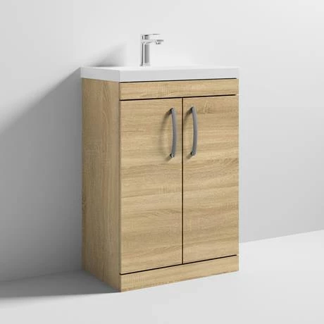Brooklyn 600 Natural Oak Floor Standing Vanity Unit with Thin-Edge Basin 4 Brooklyn 600 Natural Oak Floor Standing Vanity Unit with Thin-Edge Basin - Image 4