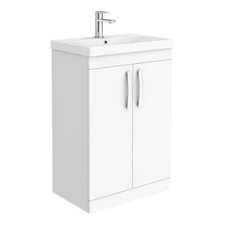 Brooklyn 600 Gloss White Floor Standing Vanity Unit with Thin-Edge Basin 1 Brooklyn 600 Gloss White Floor Standing Vanity Unit with Thin-Edge Basin