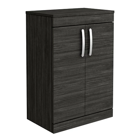 Brooklyn Floor Standing Countertop Vanity Unit - Black - 605mm with Chrome Handles 1 Brooklyn Floor Standing Countertop Vanity Unit - Black - 605mm with Chrome Handles