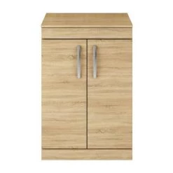 Brooklyn Floor Standing Countertop Vanity Unit - Natural Oak - 605mm with Chrome Handles -Freestanding Vanity Units Shop BFS6WTO d2 460