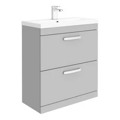 Brooklyn 800mm Grey Mist Vanity Unit - Floor Standing 2 Drawer Unit