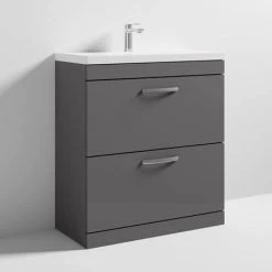 Brooklyn 800 Gloss Grey Floor Standing Vanity Unit with Thin-Edge Basin -Freestanding Vanity Units Shop BFS8GGTE d3 460