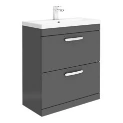 Brooklyn 800mm Gloss Grey 2 Drawer Floor Standing Vanity Unit