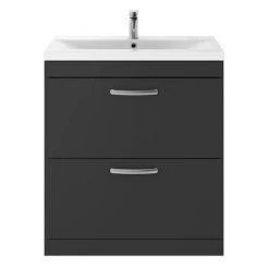 Brooklyn 800mm Gloss Grey 2 Drawer Floor Standing Vanity Unit -Freestanding Vanity Units Shop BFS8GG detail2 460
