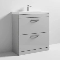 Brooklyn 800 Grey Mist Floor Standing Vanity Unit with Thin-Edge Basin -Freestanding Vanity Units Shop BFS8GMTE d2 460