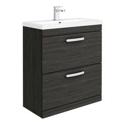 Brooklyn 800mm Black Vanity Unit - Floor Standing 2 Drawer Unit