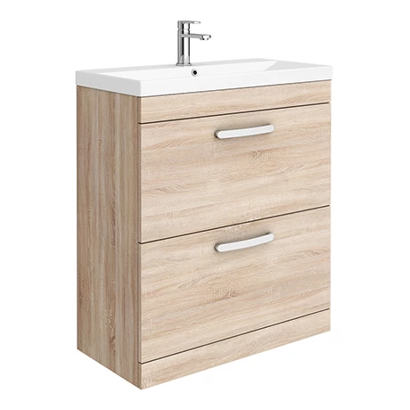Brooklyn 800 Natural Oak Floor Standing Vanity Unit with Thin-Edge Basin 1 Brooklyn 800 Natural Oak Floor Standing Vanity Unit with Thin-Edge Basin