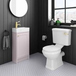 Bromley Traditional Pink Cloakroom Vanity Unit (inc. Ceramic Basin) -Freestanding Vanity Units Shop BR4PNK n d1 460