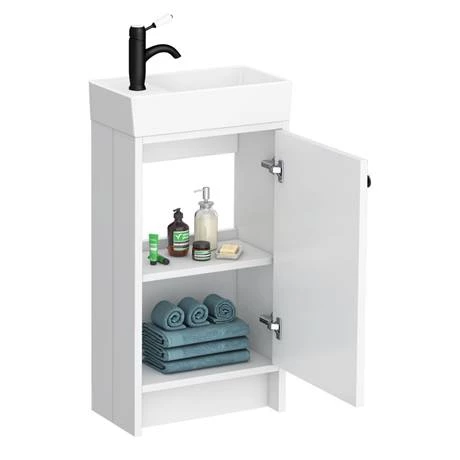 Bromley Traditional White Cloakroom Vanity Unit (incl. Matt Black Handle) 2 Bromley Traditional White Cloakroom Vanity Unit (incl. Matt Black Handle) - Image 2