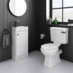 Bromley Traditional White Cloakroom Vanity Unit (incl. Matt Black Handle) 7 Bromley Traditional White Cloakroom Vanity Unit (incl. Matt Black Handle) -Freestanding Vanity Units Shop BR4WHTMB d2 460