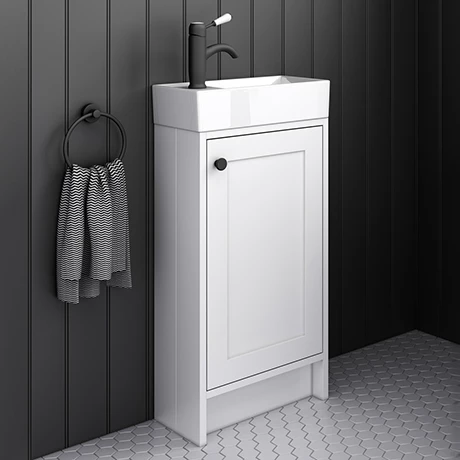 Bromley Traditional White Cloakroom Vanity Unit (incl. Matt Black Handle) 1 Bromley Traditional White Cloakroom Vanity Unit (incl. Matt Black Handle)