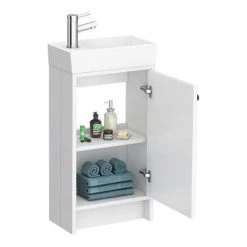Bromley Traditional White Cloakroom Vanity Unit (inc. Ceramic Basin) -Freestanding Vanity Units Shop BR4WHT d2 460