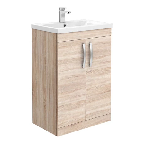 Brooklyn 600mm Natural Oak Vanity Unit - Floor Standing 2 Door Unit 1 Brooklyn 600mm Natural Oak Vanity Unit - Floor Standing 2 Door Unit