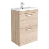 Brooklyn 600mm Natural Oak Vanity Unit - Floor Standing 2 Drawer Unit