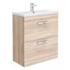Brooklyn 800mm Natural Oak Vanity Unit - Floor Standing 2 Drawer Unit