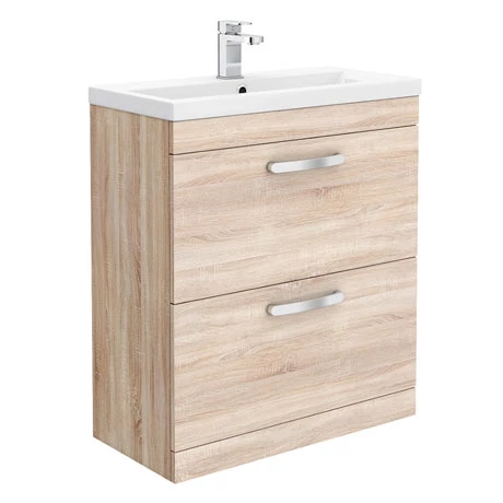 Brooklyn 800mm Natural Oak Vanity Unit - Floor Standing 2 Drawer Unit 1 Brooklyn 800mm Natural Oak Vanity Unit - Floor Standing 2 Drawer Unit