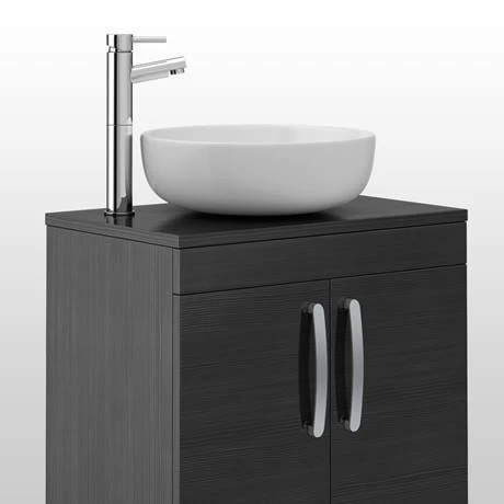 Brooklyn Floor Standing Countertop Vanity Unit - Black - 605mm with Chrome Handles 2 Brooklyn Floor Standing Countertop Vanity Unit - Black - 605mm with Chrome Handles - Image 2