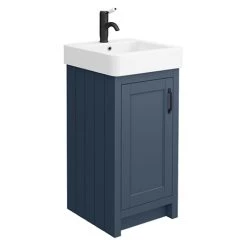 Chatsworth Traditional Blue Vanity - 425mm Wide with Matt Black Handle