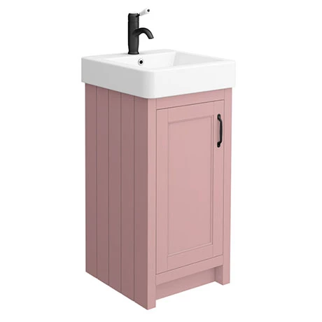 Chatsworth Traditional Dusky Pink Vanity - 425mm Wide with Matt Black Handle 1 Chatsworth Traditional Dusky Pink Vanity - 425mm Wide with Matt Black Handle