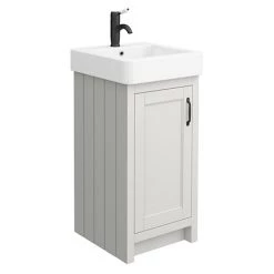 Chatsworth Traditional Grey Vanity - 425mm Wide with Matt Black Handle