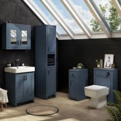 Chatsworth Traditional Blue Vanity - 560mm Wide with Matt Black Handles 5 Chatsworth Traditional Blue Vanity - 560mm Wide with Matt Black Handles -Freestanding Vanity Units Shop C560BLUMB D2 460