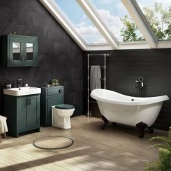 Chatsworth Traditional Green Vanity - 560mm Wide with Matt Black Handles -Freestanding Vanity Units Shop C560GRNMB d2 460