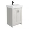 Chatsworth Traditional Grey Vanity - 560mm Wide with Matt Black Handles
